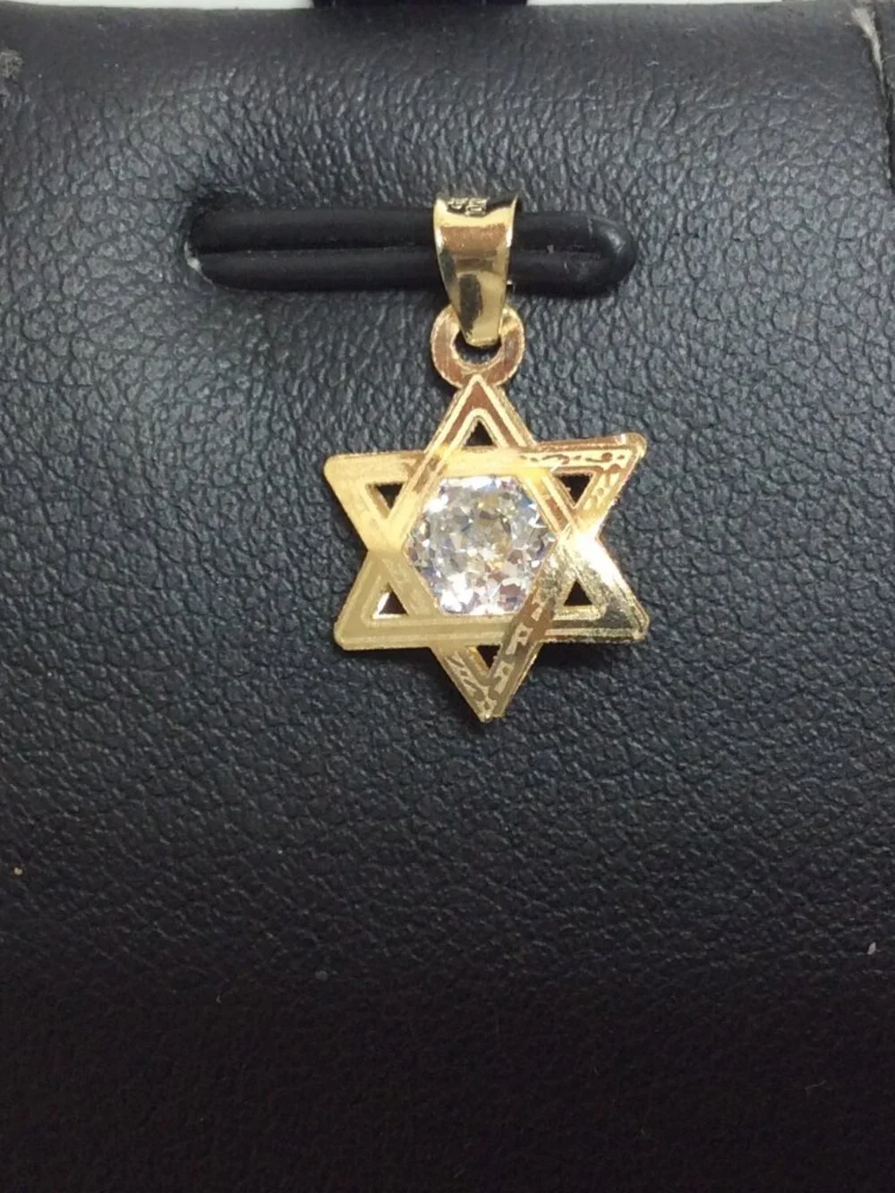 Mens Ladies 10k Yellow Real Gold Star of David CZ Charm Pendant .50gr